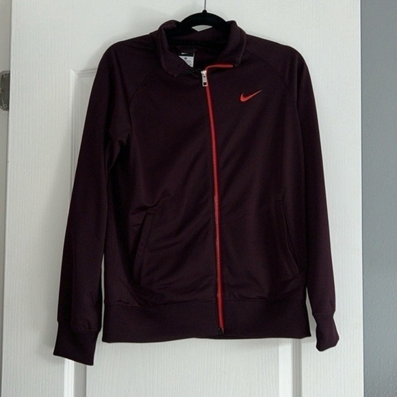 Maroon Nike Jacket size XL Youth black and orange detailing fits womens M/L - Picture 12 of 12